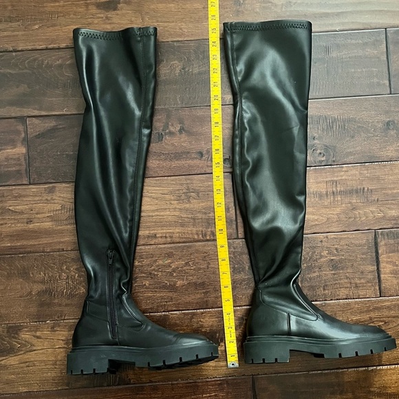 ZARA | Boots Black Above The Knee Moto Style - Picture 11 of 13